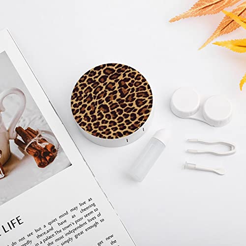 RUORUO Fashion Cosmetic Contact Lens Case Portable Box Kit with Mirror Cheeta...