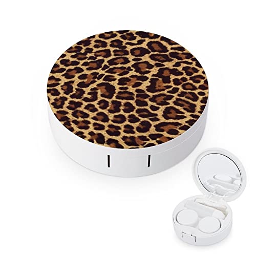 RUORUO Fashion Cosmetic Contact Lens Case Portable Box Kit with Mirror Cheeta...