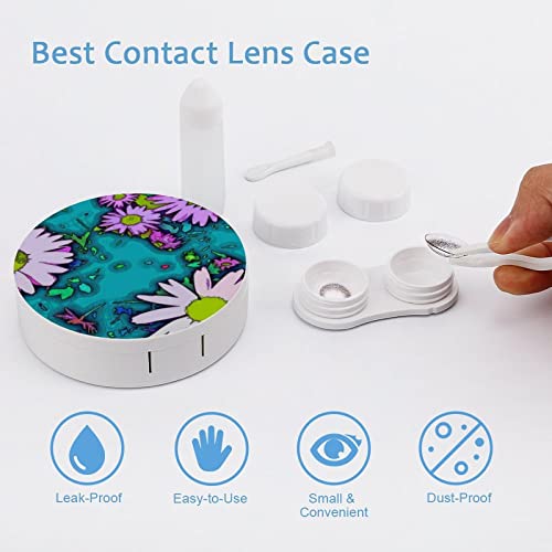 RUORUO Fashion Cosmetic Contact Lens Case Portable Box Kit with Mirror Daisy ...