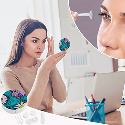 RUORUO Fashion Cosmetic Contact Lens Case Portable Box Kit with Mirror Daisy ...