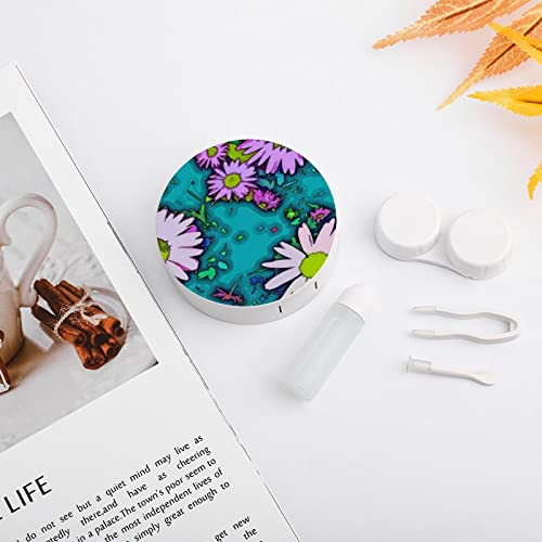 RUORUO Fashion Cosmetic Contact Lens Case Portable Box Kit with Mirror Daisy ...