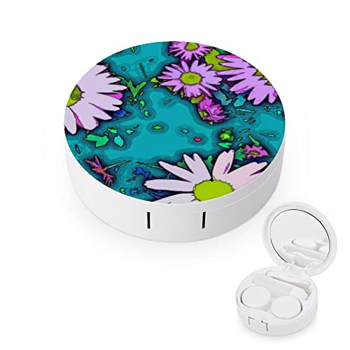 RUORUO Fashion Cosmetic Contact Lens Case Portable Box Kit with Mirror Daisy ...