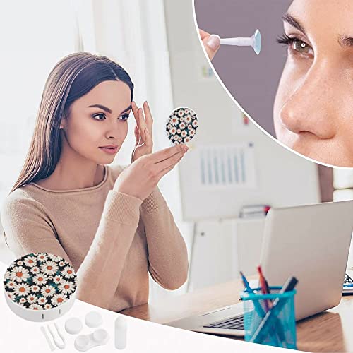 RUORUO Fashion Cosmetic Contact Lens Case Portable Box Kit with Mirror Flower...