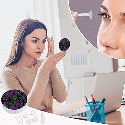 RUORUO Fashion Cosmetic Contact Lens Case Portable Box Kit with Mirror Purple...