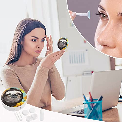 RUORUO Fashion Cosmetic Contact Lens Case Portable Box Kit with Mirror Sloth ...