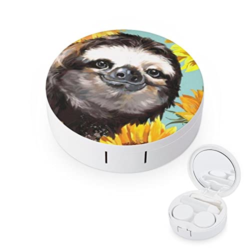 RUORUO Fashion Cosmetic Contact Lens Case Portable Box Kit with Mirror Sloth ...