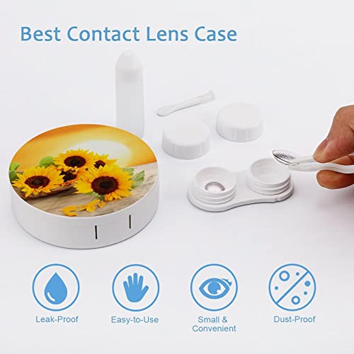 RUORUO Fashion Cosmetic Contact Lens Case Portable Box Kit with Mirror Sunflo...