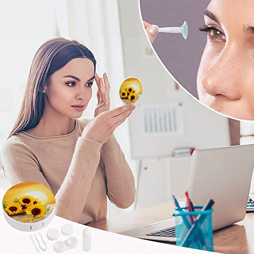 RUORUO Fashion Cosmetic Contact Lens Case Portable Box Kit with Mirror Sunflo...