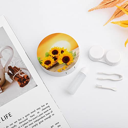 RUORUO Fashion Cosmetic Contact Lens Case Portable Box Kit with Mirror Sunflo...