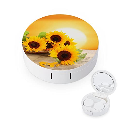 RUORUO Fashion Cosmetic Contact Lens Case Portable Box Kit with Mirror Sunflo...