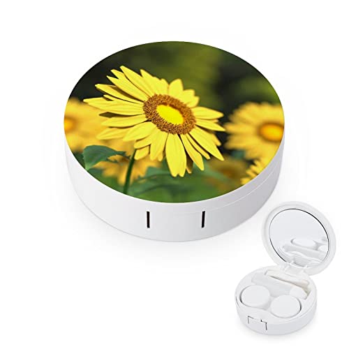 RUORUO Fashion Cosmetic Contact Lens Case Portable Box Kit with Mirror Sunflo...