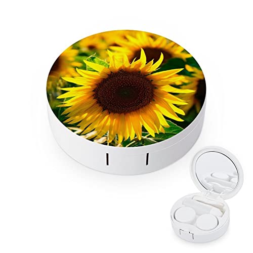 RUORUO Fashion Cosmetic Contact Lens Case Portable Box Kit with Mirror Sunflo...