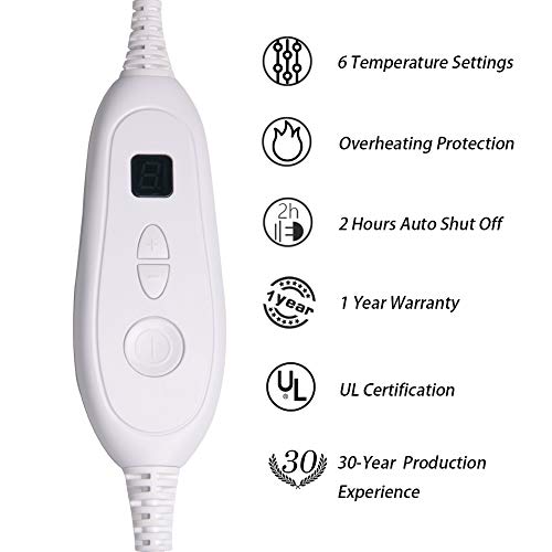 Ruqiji 17''x33'' XXXL King Size Heating Pad with Fast-Heating Technology&6 Te...