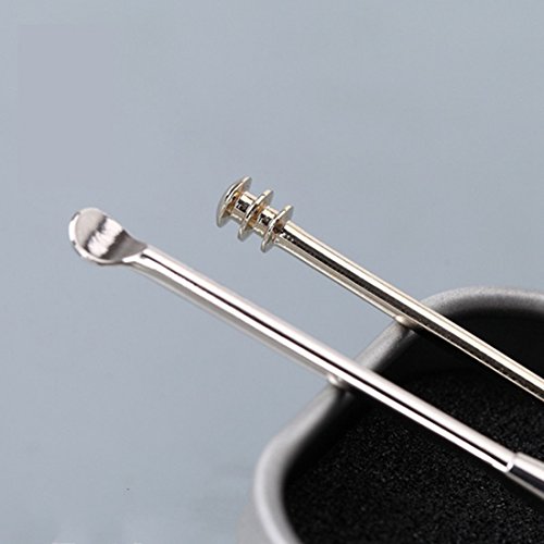 Rurah Portable Double-ended Stainless Steel Spiral Earpick Spoon Ear Wax Remo...