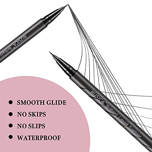 2 Count Waterproof Liquid Eyeliner Ultra-Fine Felt Tip Smudge Resistant Eye M...