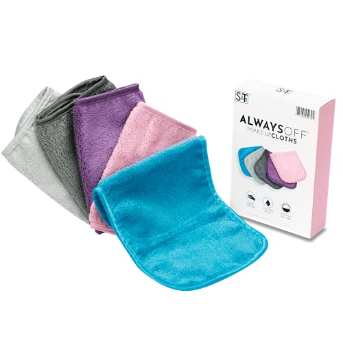 S&T INC. Always Off Reusable Makeup Remover Cloths 6” x 12” Assorted Colors ,...