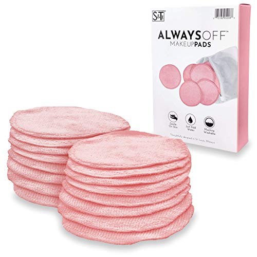 S&T INC. Always Off Reusable Makeup Remover Cloths, Round Pads with Mesh Laun...