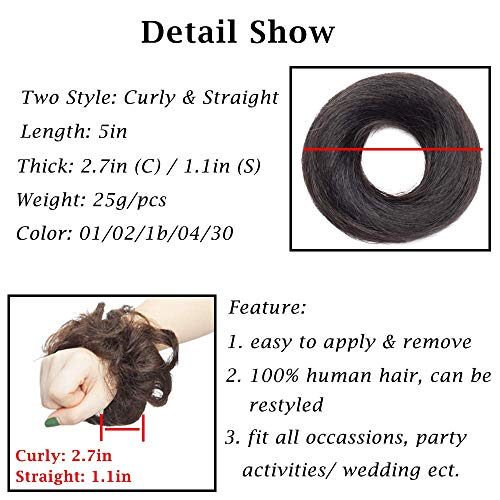 [1Pcs] Messy Scrunchy Hair Bun Extension Scrunchie Updo Donut Hairpiece 100% ...