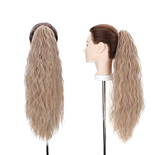 24" Claw Ponytail Extension Corn Wave Ponytail Curly Corn Wavy Hair Clip in H...