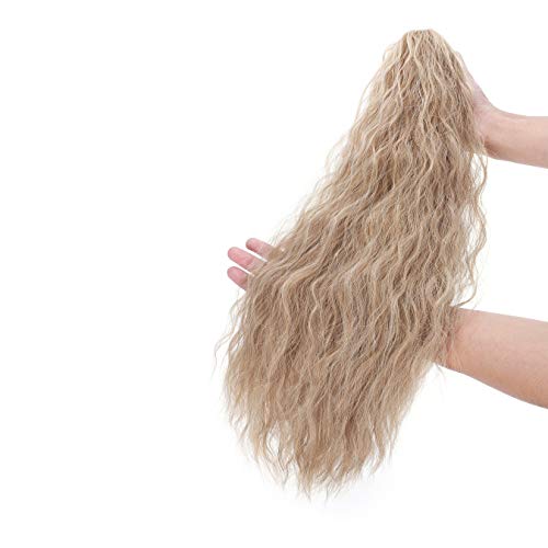 24" Claw Ponytail Extension Corn Wave Ponytail Curly Corn Wavy Hair Clip in H...