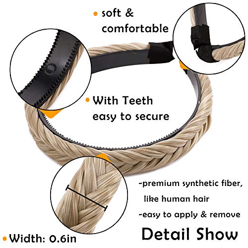Braided Headband For Women Wide Fishtail Braid Headband With Teeth Wide Plait...