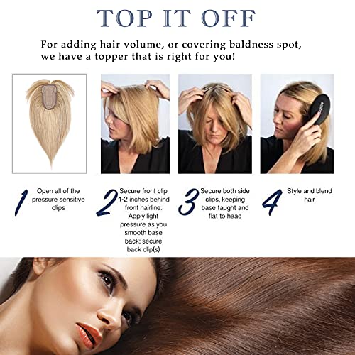 S-noilite 10" Clip in Human Hair Toppers with Wispy Bangs Balayage 150% Densi...