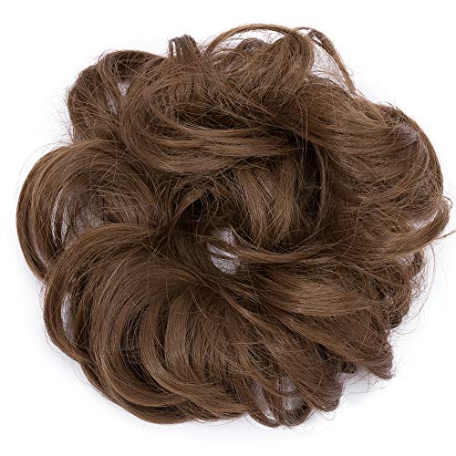 S-noilite [2Pcs] Messy Scrunchie Hair Bun Extension Elastic Rubber Band Fluff...