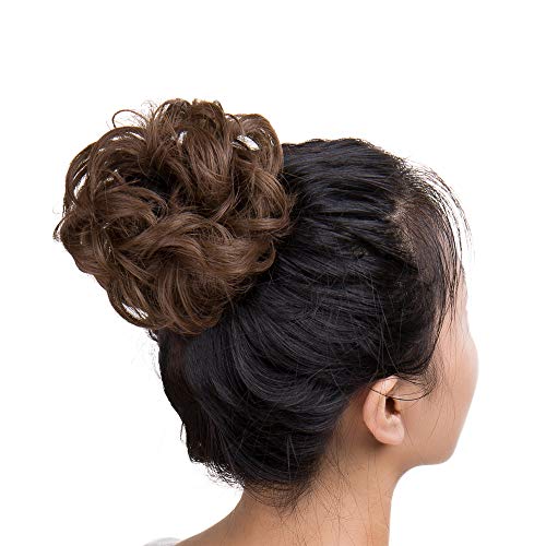 S-noilite [2Pcs] Messy Scrunchie Hair Bun Extension Elastic Rubber Band Fluff...