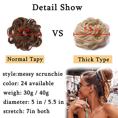 S-noilite [2Pcs] Messy Scrunchie Hair Bun Extension Elastic Rubber Band Fluff...