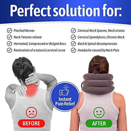 Cervical Neck Traction Device for Instant Neck Pain Relief - Inflatable & Adj...