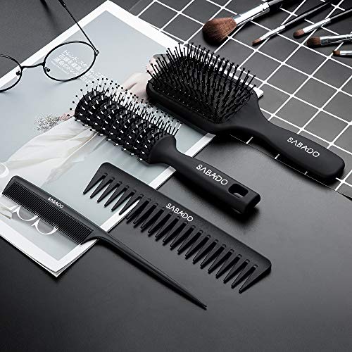 4Pcs Hair Brush Set, Brush and Comb Set for Men and Women, Detangler Brush Gr...