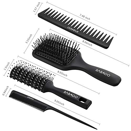 4Pcs Hair Brush Set, Brush and Comb Set for Men and Women, Detangler Brush Gr...