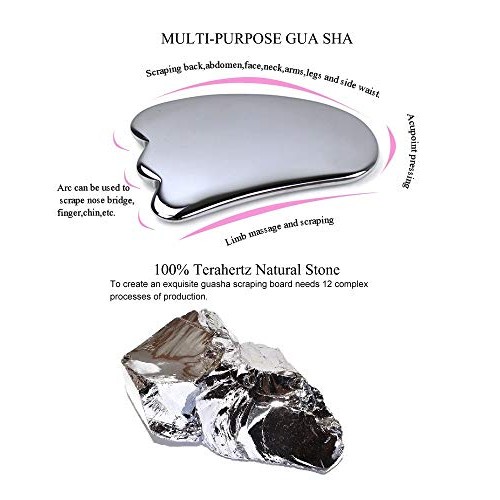 SAEEYCUE Authentic Terahertz Stone Gua Sha Set Facial Massage Eye Face Depuff...