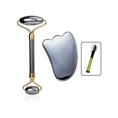 SAEEYCUE Authentic Terahertz Stone Gua Sha Set Facial Massage Eye Face Depuff...