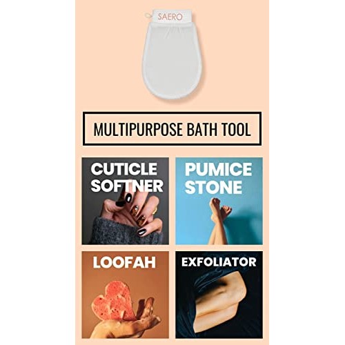 SAERO Korean Exfoliating Mitt Scrubber Gloves for Deep Heavy Exfoliation - Pl...