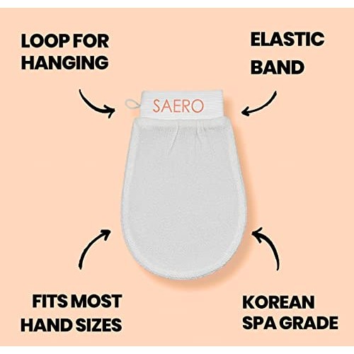 SAERO Korean Exfoliating Mitt Scrubber Gloves for Deep Heavy Exfoliation - Pl...