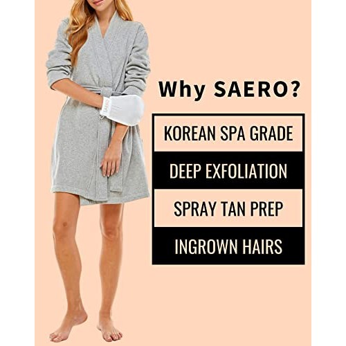 SAERO Korean Exfoliating Mitt Scrubber Gloves for Deep Heavy Exfoliation - Pl...