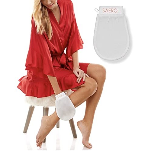 SAERO Korean Exfoliating Mitt Scrubber Gloves for Deep Heavy Exfoliation - Pl...