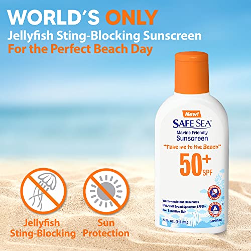Safe Sea SPF50+ lotion 4oz. Safe Sea Anti-Jellyfish Sting Protective Lotion S...