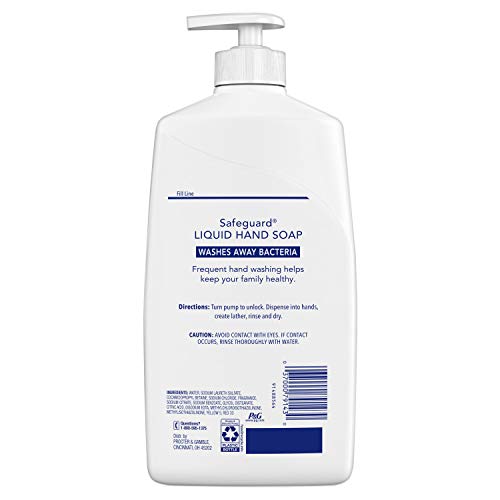 Safeguard Liquid Hand Soap, Washes Away Bacteria, Micellar Deep Cleansing, Fr...