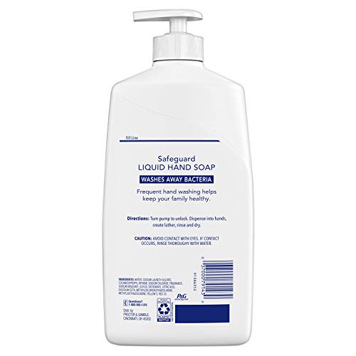 Safeguard Liquid Hand Soap, Washes Away Bacteria, Micellar Deep Cleansing, Fr...