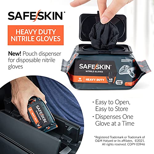 SAFESKIN* Nitrile Disposable Gloves in POP-N-GO* Pack, Heavy Duty, Large Size...
