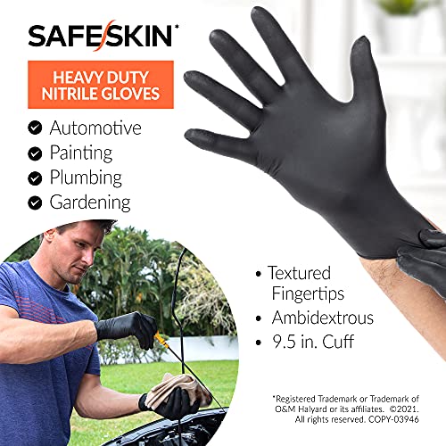 SAFESKIN* Nitrile Disposable Gloves in POP-N-GO* Pack, Heavy Duty, Large Size...