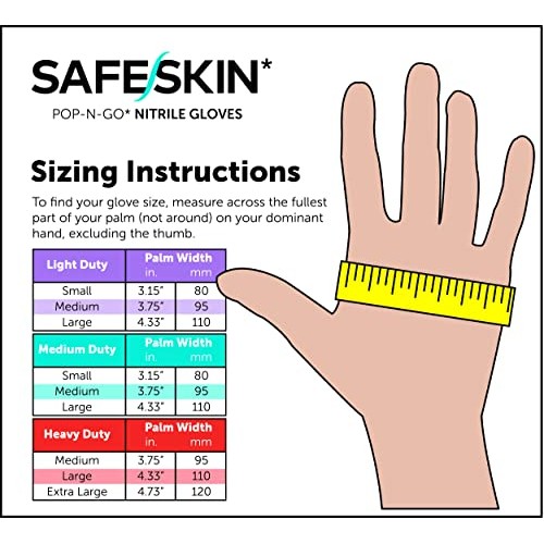 SAFESKIN* Nitrile Disposable Gloves in POP-N-GO* Pack, Heavy Duty, Large Size...