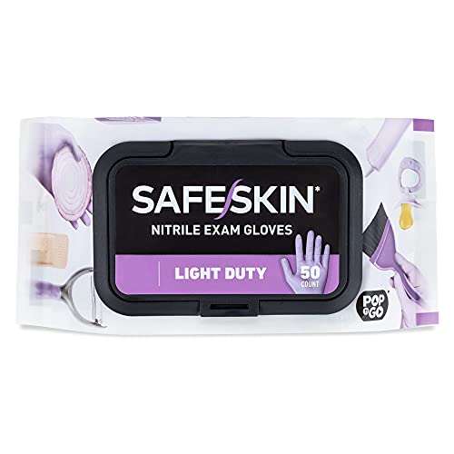 SAFESKIN* Nitrile Disposable Gloves in POP-N-GO* Pack, Light Duty, Medium Siz...