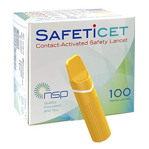 Contact-Activated Safety Lancet Orange 100 Units. Needle Size 23G. Penetratio...