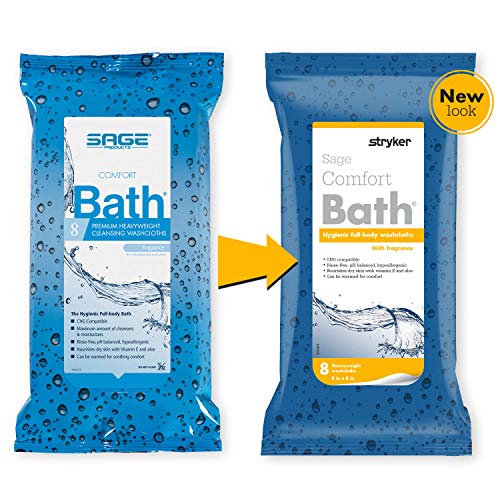 Comfort Bath® Cleansing Washcloths - 1 Package, 8 Cloths - No Rinse Bathing W...
