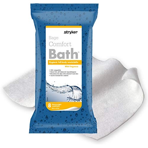 Comfort Bath® Cleansing Washcloths - 1 Package, 8 Cloths - No Rinse Bathing W...