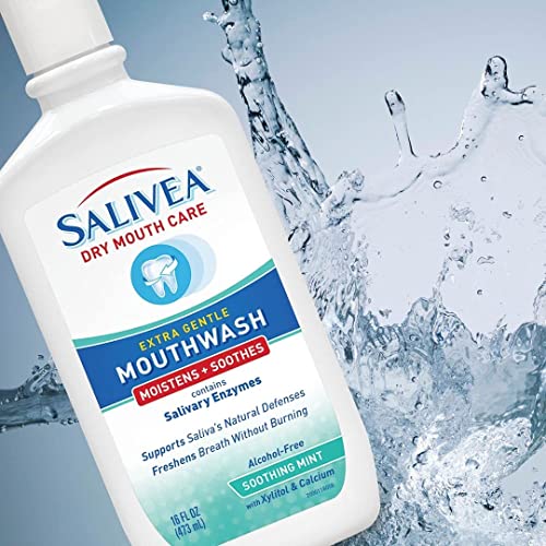 SALIVEA Dry Mouth Mouthwash - Soothing Mint Mouthwash with Natural Salivary E...