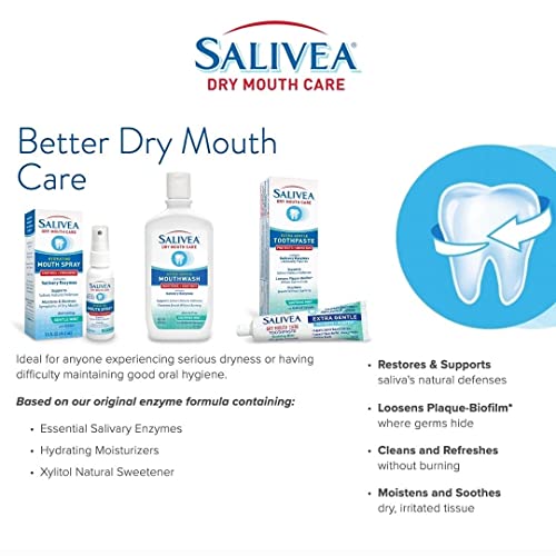 SALIVEA Dry Mouth Mouthwash - Soothing Mint Mouthwash with Natural Salivary E...